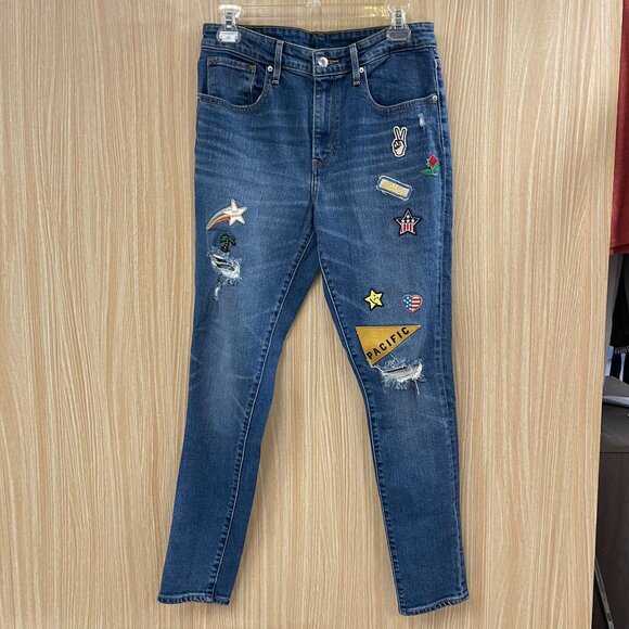 Levis Blue Embellished Jeans Size 10 - Picture 1 of 5